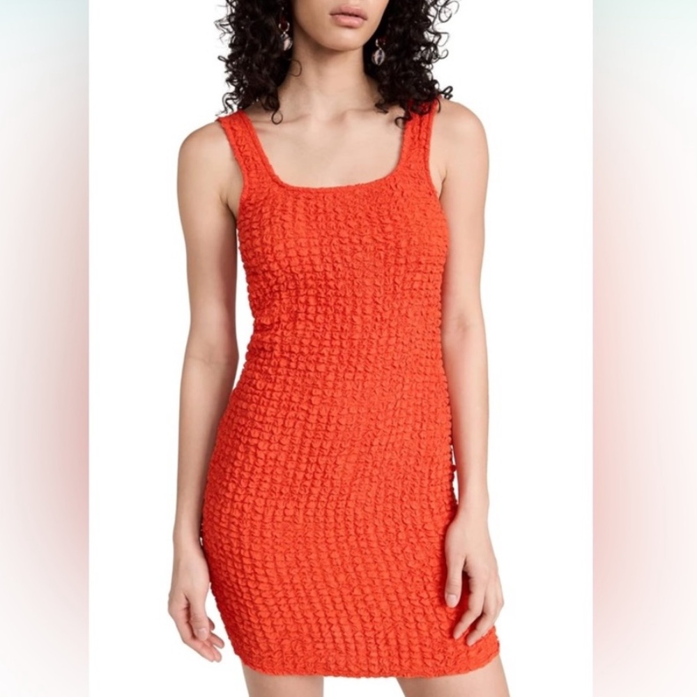 RAILS Julie Orange Popcorn Bodycon Mini Dress XXS NWT Stretchy T-Shirt Style